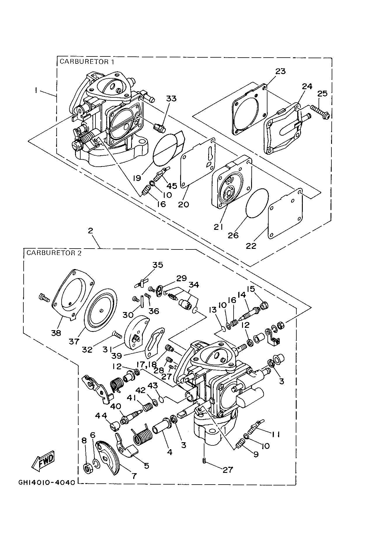 Used 64U-14302-00-00 CARBURETOR ASSEMBLY 2 [Y2672-02]