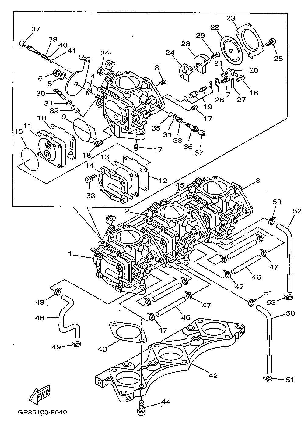 Used 65U-14301-00-00 CARBURETOR ASSEMBLY 1 [X2205-41]